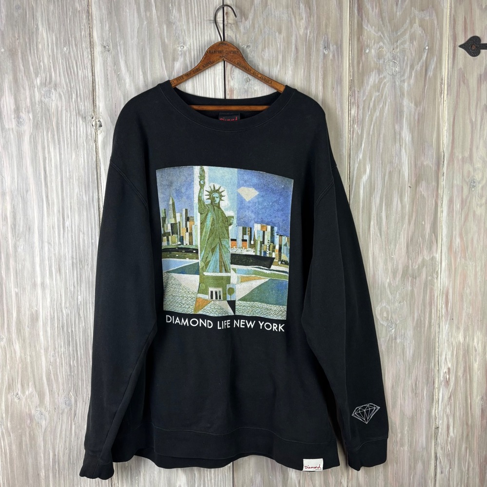 Diamond Supply Co Statue of‎ Liberty Graphic Sweatshirt XXL Black New York Life